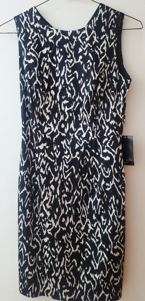 NWT Zara black and white pattern satin dress sz M